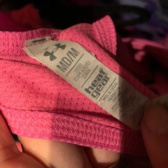 Under Armour pink ribbed racer back tank top Sz M - Picture 4 of 4